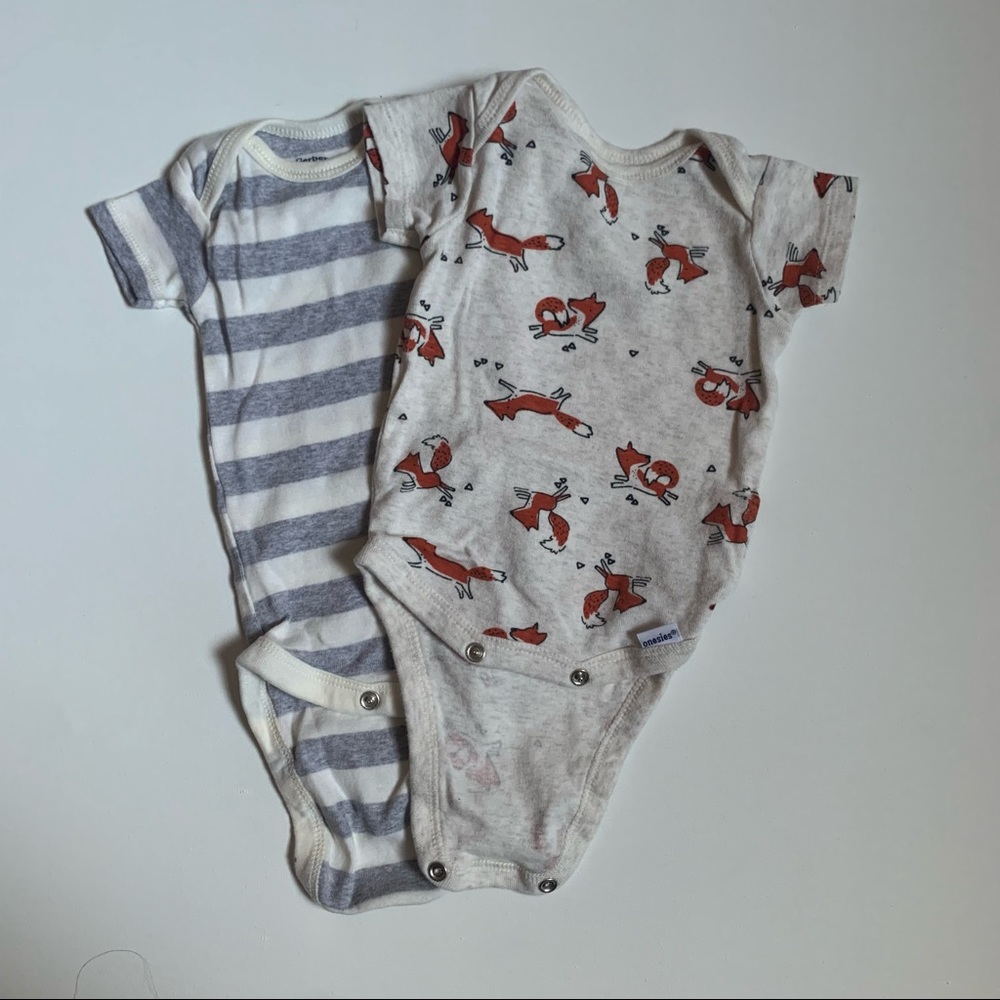Two Gerber Baby Boy Graphic Onesies
